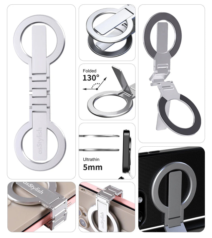 asStylish Twins Carry Stand 2台の端末を連結 手帳型 スマホスタンド スマートフォンキャリースタンド