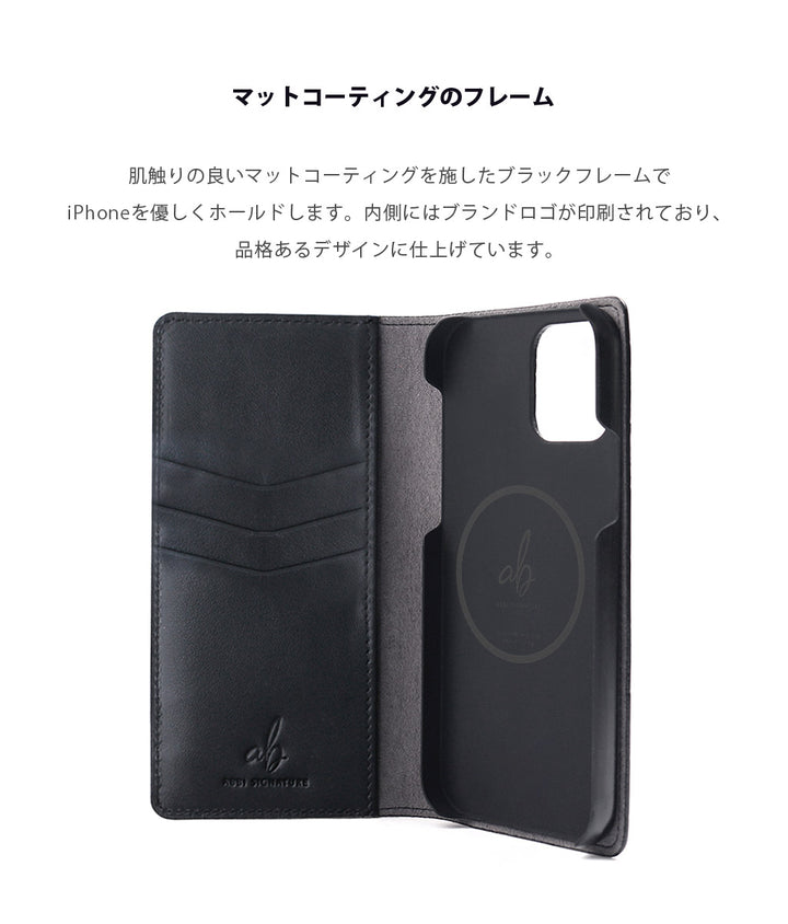 ABBI SIGNATURE iPhone 16e LIPARI イタリアンレザー MagSafe対応 ダイアリーケース スマホケース スマホカバー 手帳型 アイフォン ハンドメイド  日本製