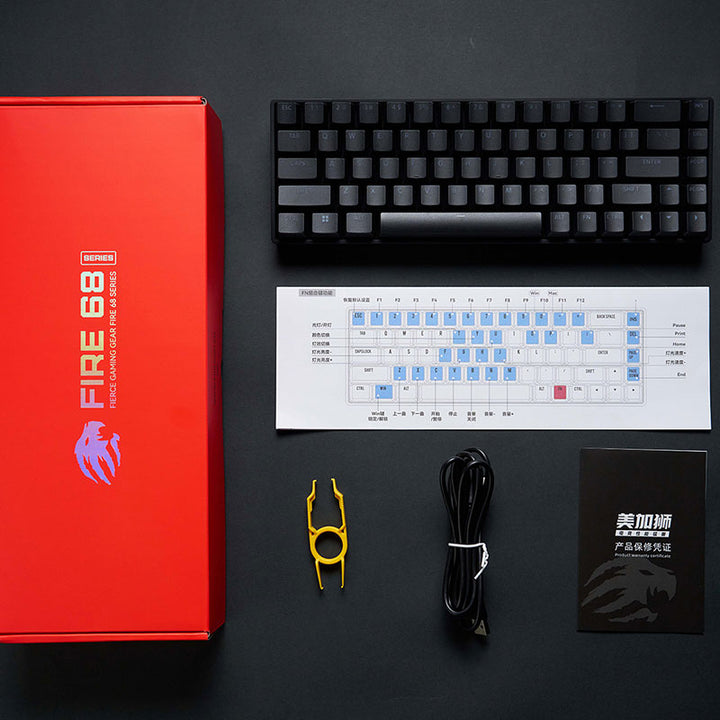 VXE MADLIONS FIRE68 US配列 EverFree製 磁気ホールセンサースイッチ テンキ―レス65% ゲーミングキーボード 磁気スイッチ 8000 Hz ラピッドトリガー