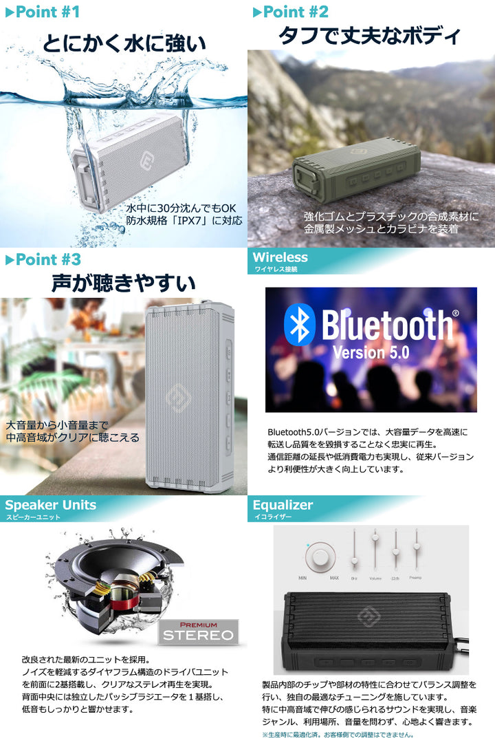 40s HW2  ポータブル 防水スピーカー シルバーグレイ
