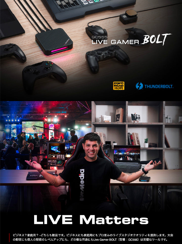 AVerMedia TECHNOLOGIES Live Gamer BOLT 4K/60fps HDR対応 Thunderbolt 3 外付け キャプチャーデバイス
