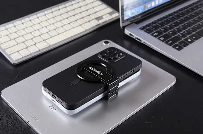 asStylish Twins Carry Stand 2台の端末を連結 手帳型 スマホスタンド スマートフォンキャリースタンド