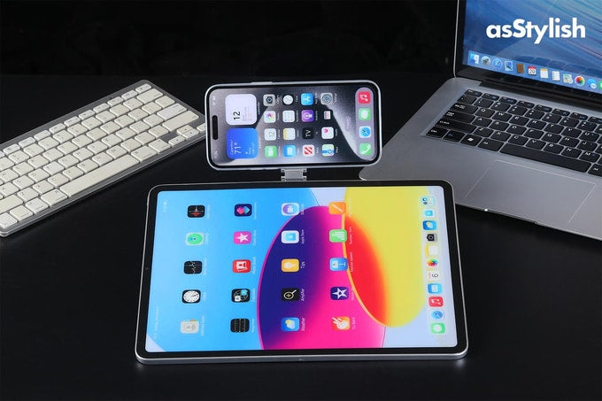 asStylish Twins Carry Stand 2台の端末を連結 手帳型 スマホスタンド スマートフォンキャリースタンド