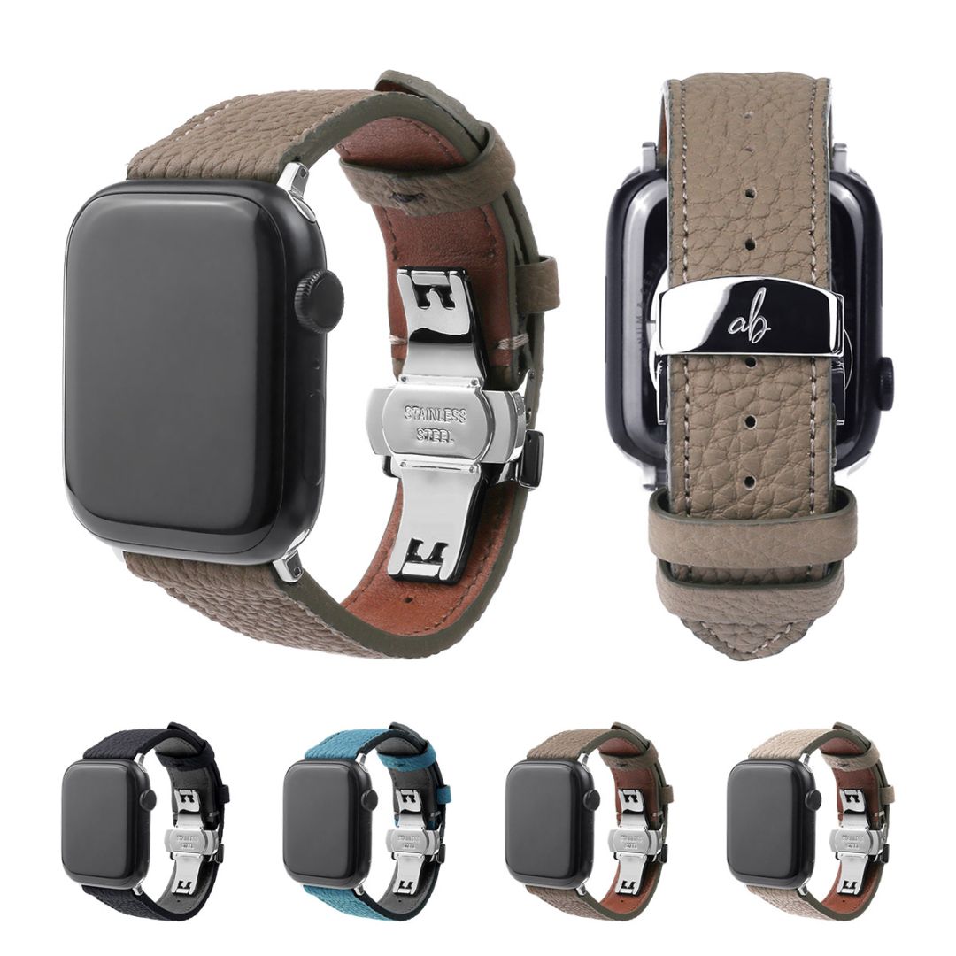 ABBI SIGNATURE Apple Watch 本革 交換ベルト シュランケンカーフバンド 日本製 for 49/46/45/44mm (Ultra2/1,Series10-1,SE)