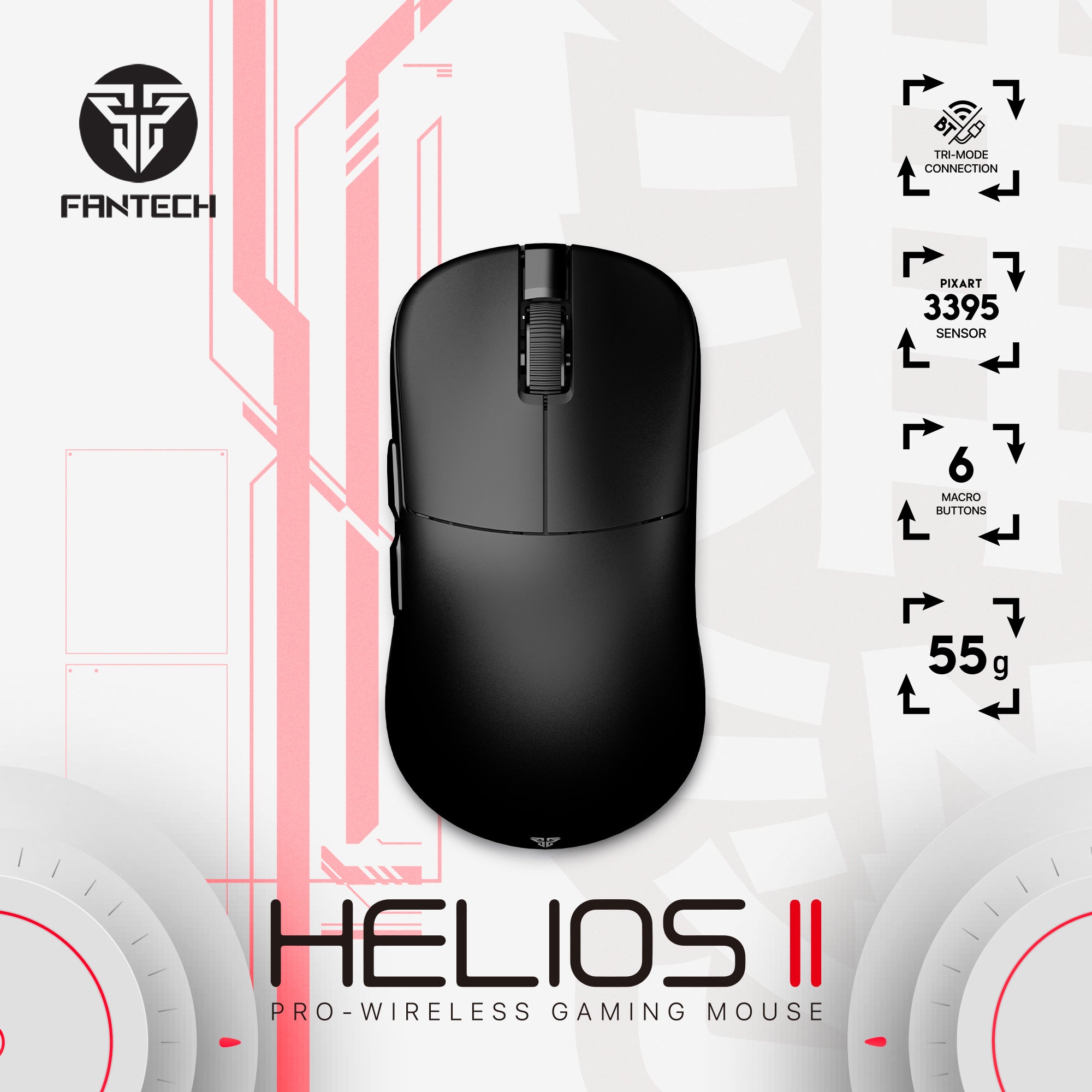 Fantech HELIOS Ⅱ 1K ワイヤレス ゲーミングマウス XD3V3 1K