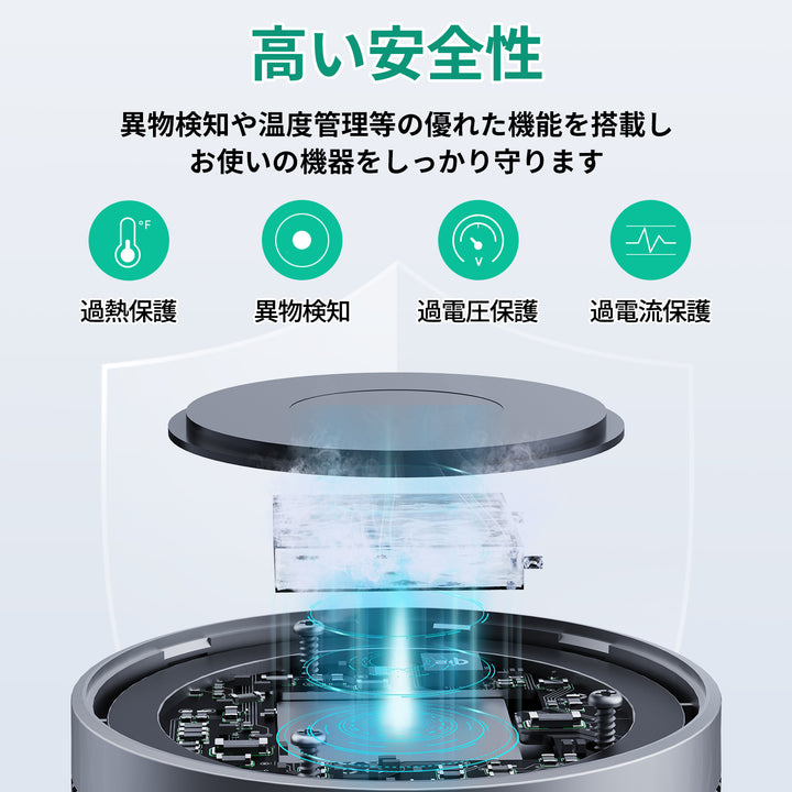 AUKEY ワイヤレス充電器 MagSafe対応 Qi2 MagFusion GameFrost 冷却機能搭載 15W グレー