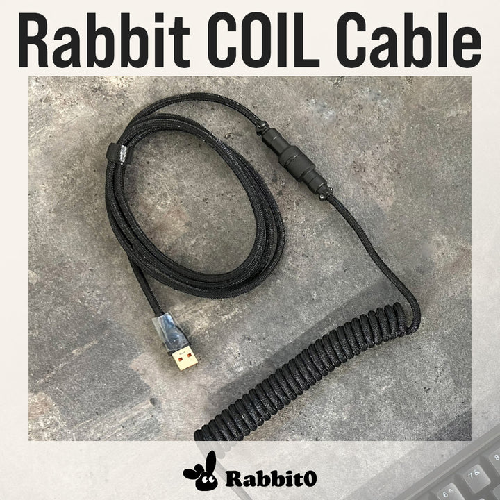 Rabbit TypeC coil cable メッシュ素材 USB Type-C - USB A 最大3m コイルケーブル