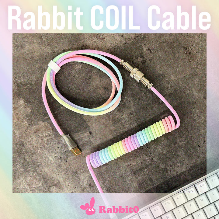 Rabbit TypeC coil cable メッシュ素材 USB Type-C - USB A 最大3m コイルケーブル