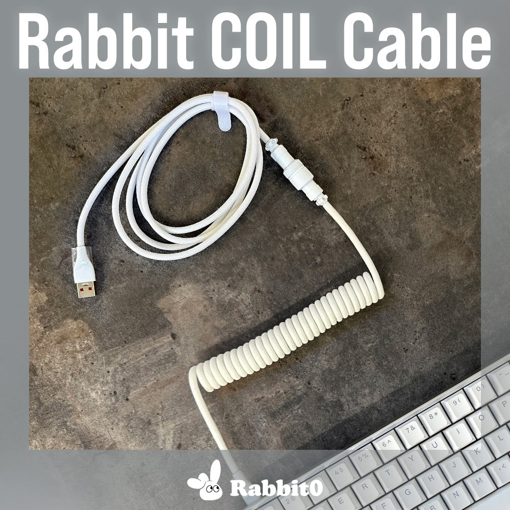 Rabbit TypeC coil cable メッシュ素材 USB Type-C - USB A 最大3m コイルケーブル