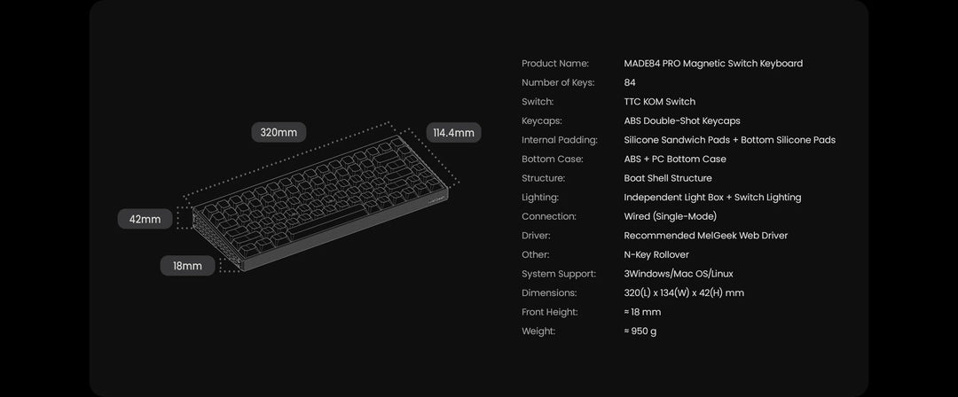 MelGeek MADE84 Pro 75% 英語配列 有線 8000Hz ラピッドトリガー対応 MelGeek MADE84 Pro 75% 英語配列 有線 8000Hz ラピッドトリガー対応