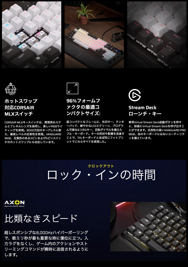 Corsair VANGUARD 96 MLX Plasma 日本語配列(かな無し) 有線 96% フル