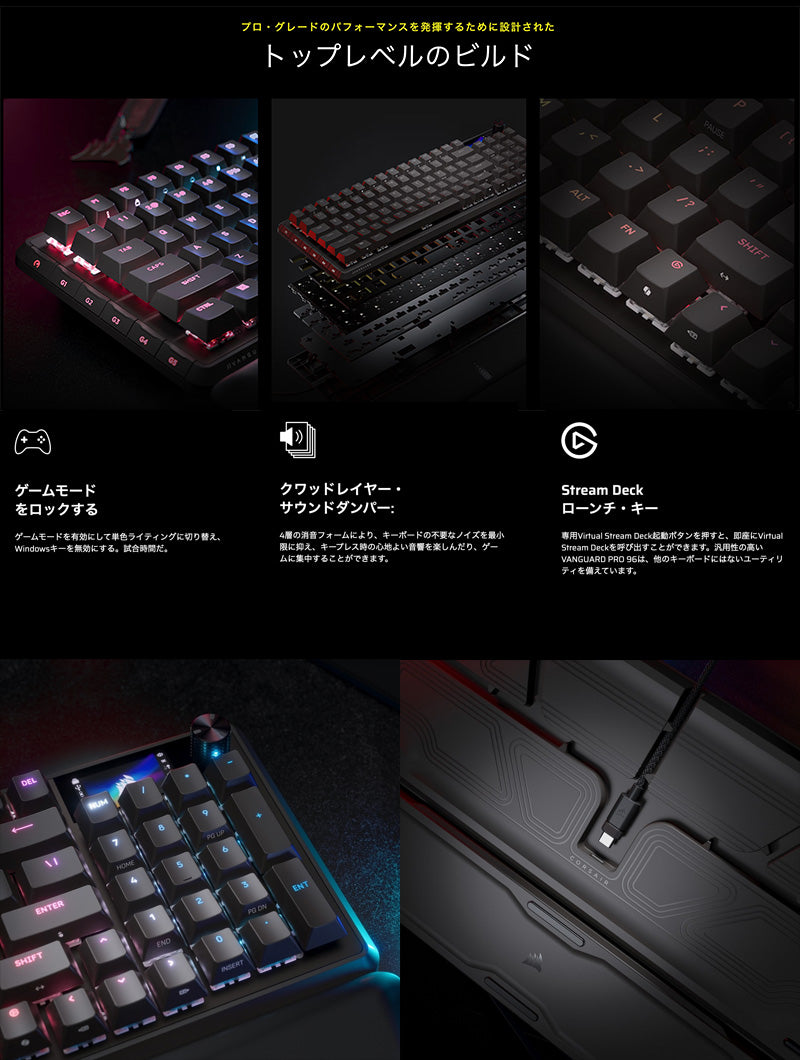 Corsair VANGUARD PRO 96-MGX 日本語配列(かな無し) 有線 96% フル