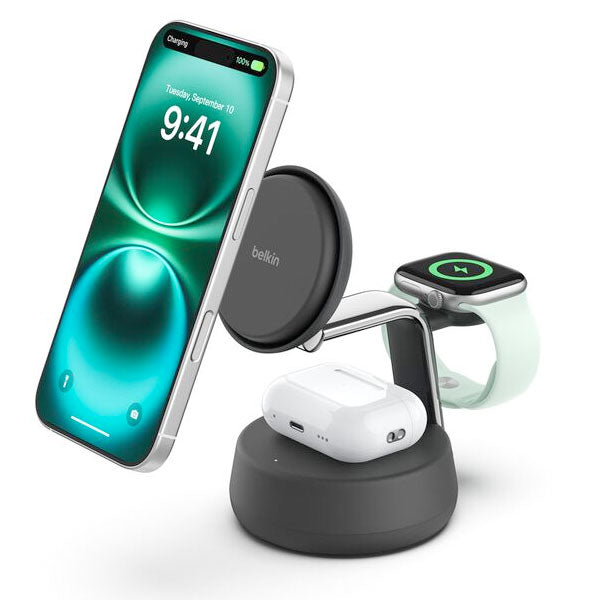 BELKIN Qi2 25W 3-in-1 マグネット式充電ドック MagSafe対応