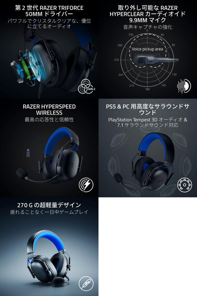 Razer BlackShark V3 X HyperSpeed for PlayStation PS5 用ワイヤレス e スポーツヘッドセット