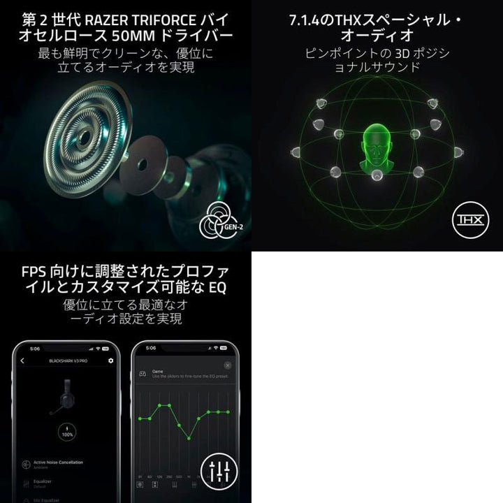 Razer BlackShark V3 Pro for PlayStation PS5用 ワイヤレス ANC e スポーツヘッドセット