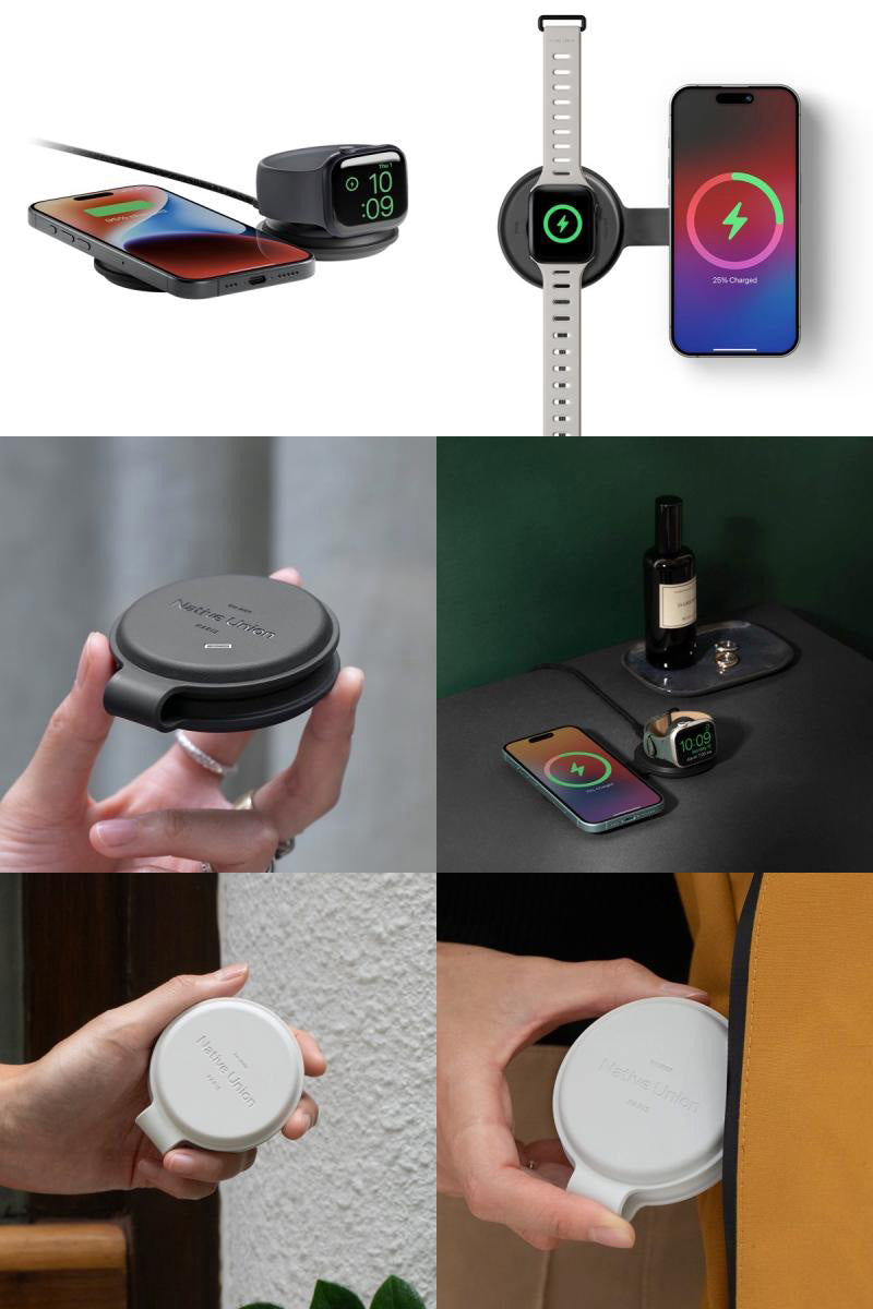 Native Union Voyage 折りたたみ 2-in-1 マグネット式ワイヤレス充電器