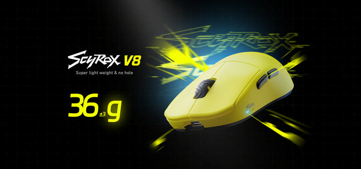 SCYROX V8 超軽量 36g ワイヤレス ゲーミングマウス 8K対応 Yellow