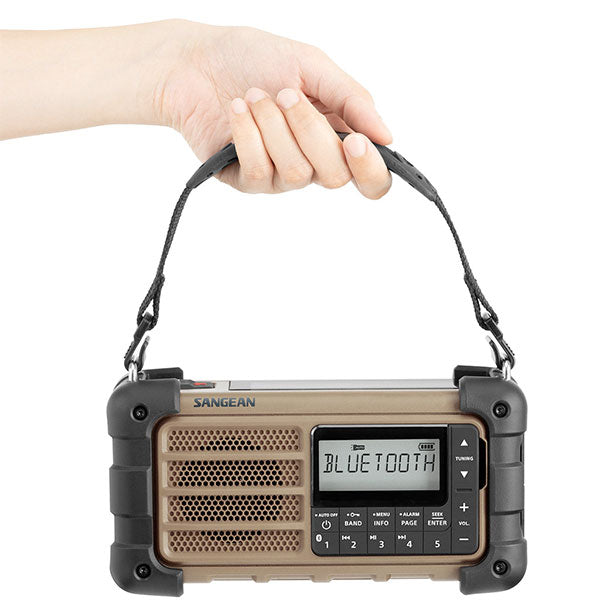 Sangean MMR-99J AM/FM 手回し・ソーラーパネル搭載マルチ電源対応防災ラジオ Bluetooth AUX、防塵・防水