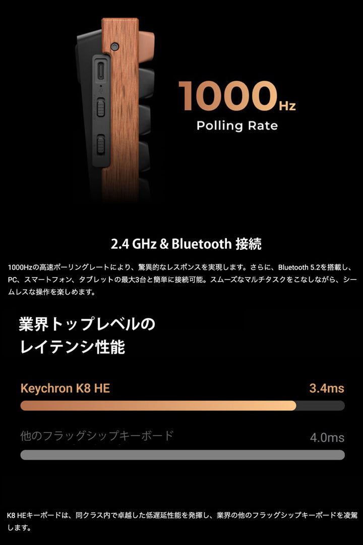 Keychron K8 HE スペシャルエディション QMK Mac英語配列 有線 / Bluetooth 5.1 / 2.4GHz ワイヤレス両対応 テンキーレス ホットスワップ Gateron ダブルレール・マグネティックスイッチ Nebula RGBライト カスタムメカニカルキーボード
