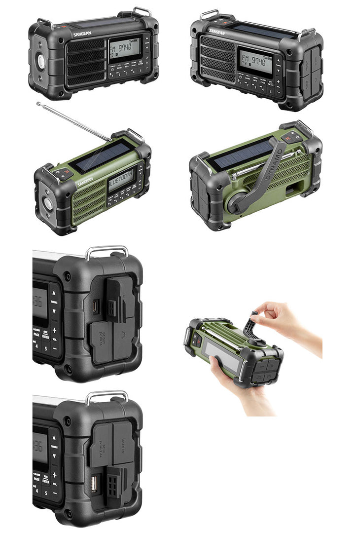 Sangean MMR-99J AM/FM 手回し・ソーラーパネル搭載マルチ電源対応防災ラジオ Bluetooth AUX、防塵・防水