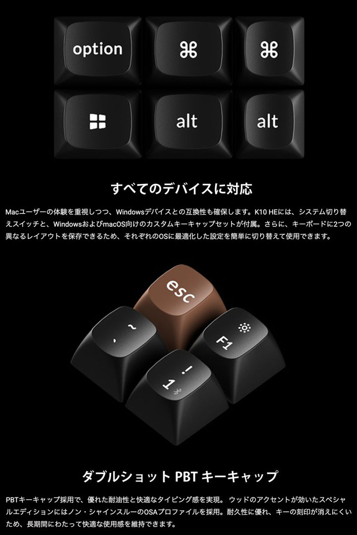 Keychron K10 HE スペシャルエディション QMK Mac英語配列 有線 / Bluetooth 5.1 / 2.4GHz ワイヤレス両対応 フルサイズ ホットスワップ Gateron ダブルレール・マグネティックスイッチ Nebula RGBライト カスタムメカニカルキーボード