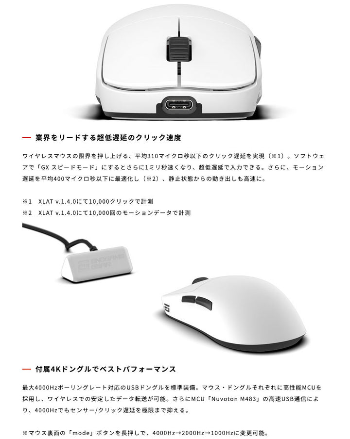 ENDGAME GEAR OP1w 4K V2 Gaming Mouse 無線 / 有線 4Kモデル