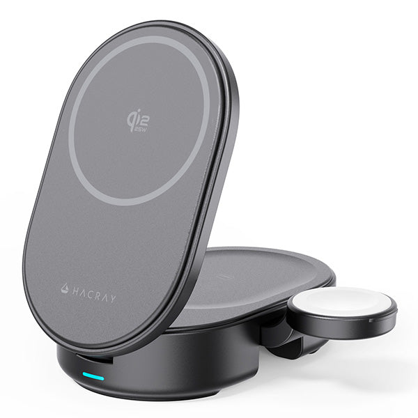 HACRAY Qi2 25W認証 3 in 1 折りたたみワイヤレス充電スタンド