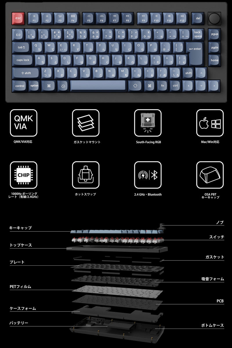 Keychron V1 Max (US配列) Keychron V1 Max QMK/VIA ワイヤレス カスタム メカニカル
