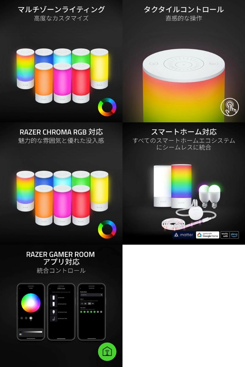 Razer Aether Lamp Pro Matter対応 マルチゾーンライティング搭載 RGB LED ランプ