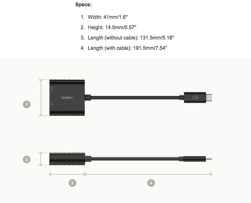 BELKIN USB-C to LANポート Gigabit Ethernet + USB-C 60W PD対応 変換アダプタ