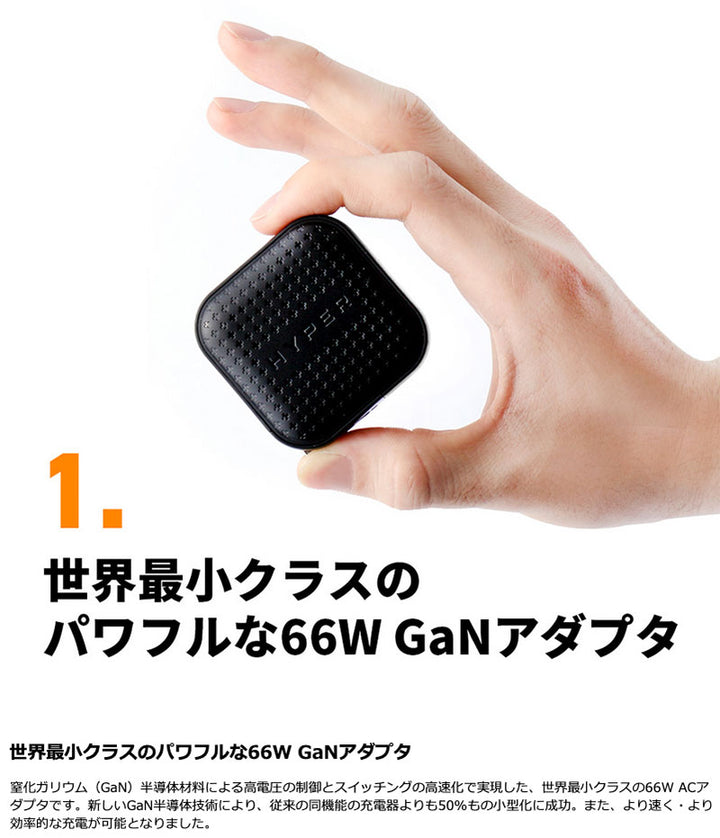 HYPER++ HyperJuice GaN 66W USB-C ACアダプタ PD対応