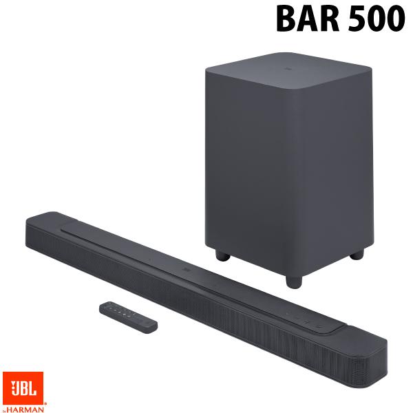JBL BAR 500 Bluetooth 5.0 ワイヤレス サラウンドサウンドバー サブウーファー付属 ブラック