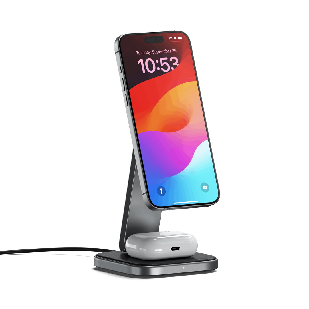 Satechi 2-in-1 Foldable Qi2 Wireless Charging Stand MagSafe対応 ワイヤレス充電器