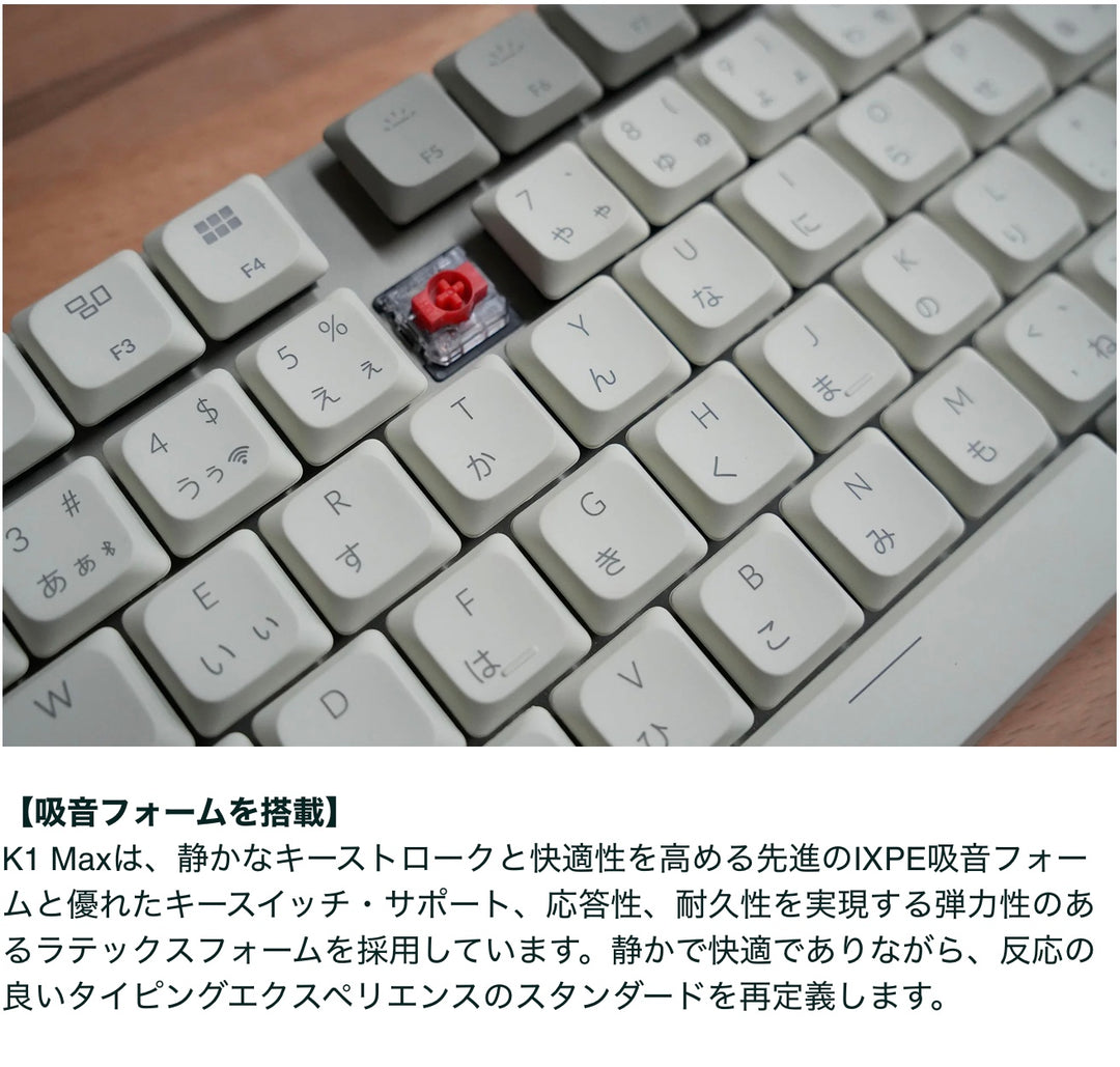 Keychron K1 Max Retroカラー QMK/VIA Mac日本語配列 テンキーレス ワイヤレス カスタム・メカニカルキーボード ロープロファイル Gateronメカニカル2.0スイッチ  White LEDバックライト