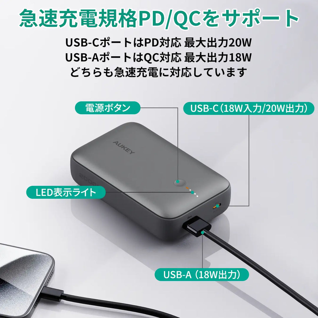 AUKEY モバイルバッテリー Spark Mini 20000mAh PD対応 20W USB AUKEY モバイルバッテリー Spark Mini 20000mAh PD対応 20W USB
