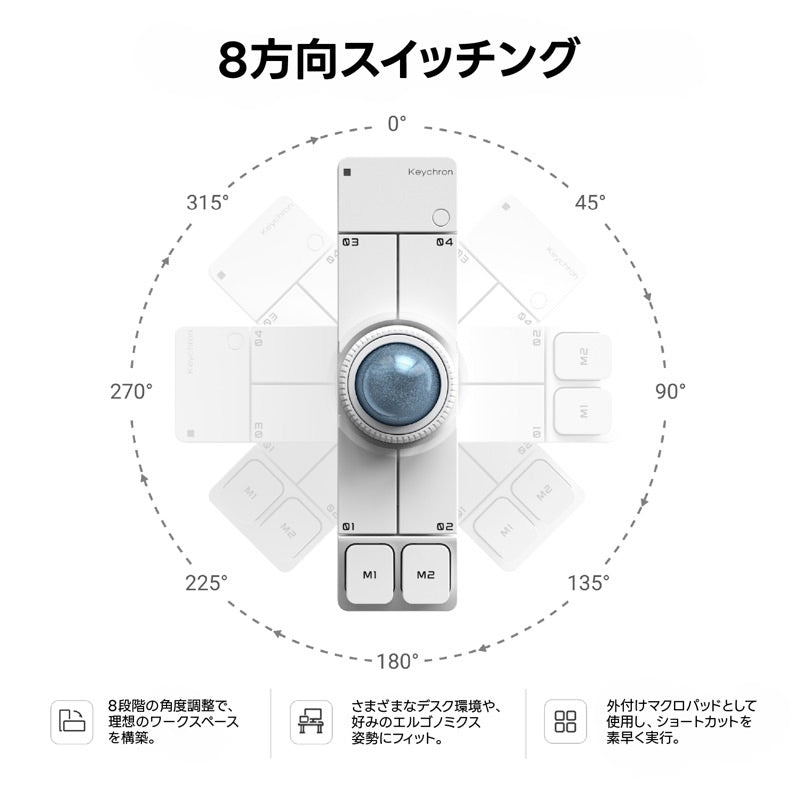 Keychron Nape Pro Bluetooth 5.3 / 2.4 GHz / 有線 トラックボールマウス