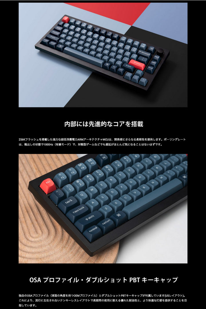 Keychron V1 Max QMK/VIA カーボンブラック Mac英語配列 有線 / Bluetooth 5.1 ワイヤレス 両対応 テンキーレス ホットスワップ Gateron Jupiter RGBライト カスタムメカニカルキーボード ノブバージョン