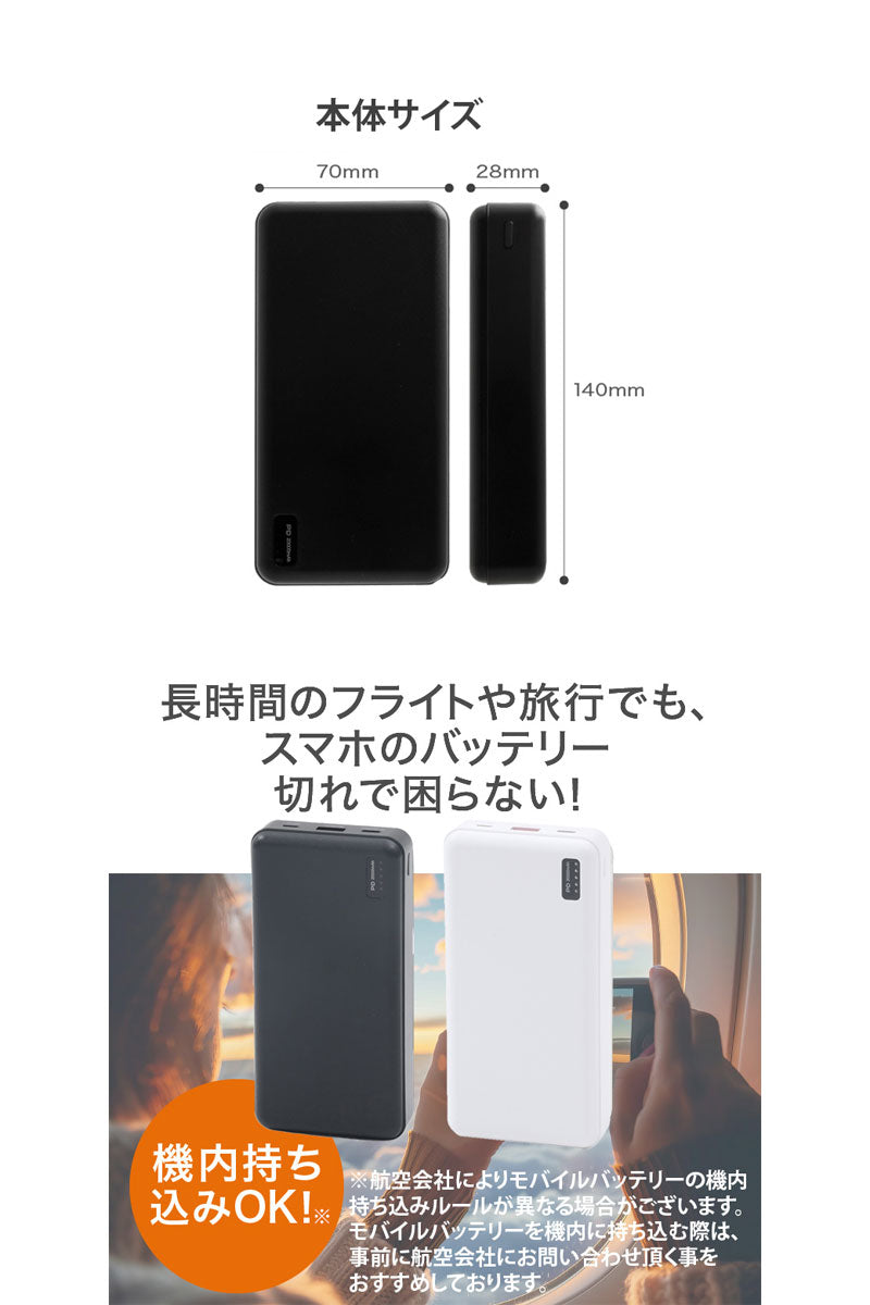 GreenHouse モバイル充電器 PD20対応 20000mAh モバイルバッテリー