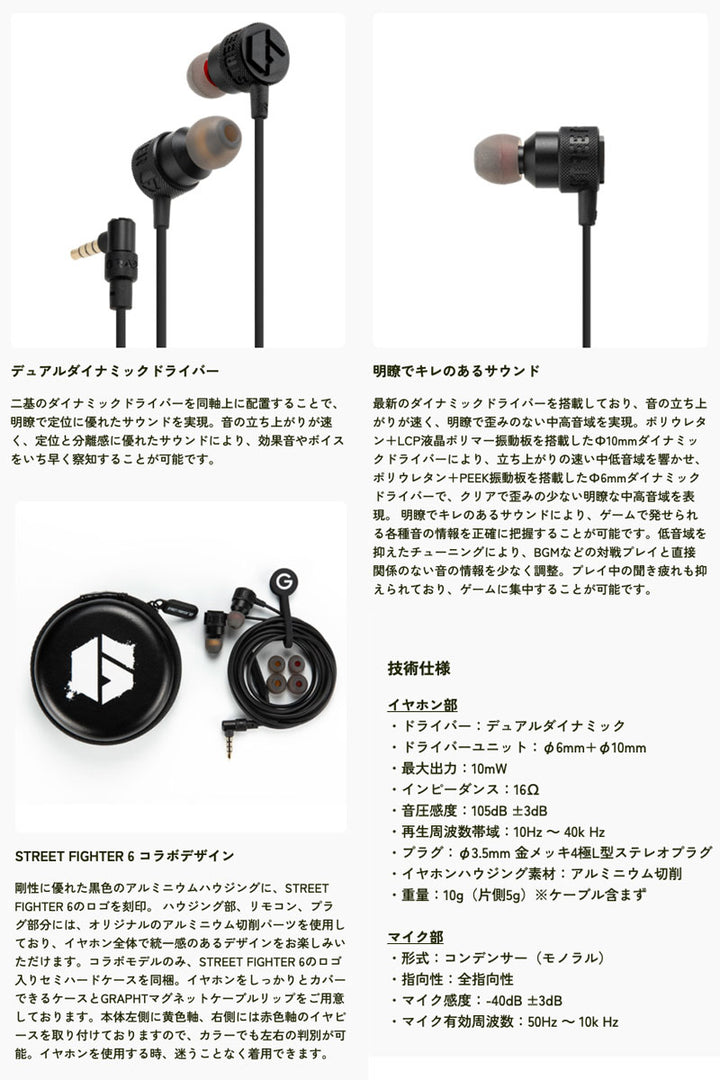 Team GRAPHT THE DRIVE IMPACT TGR039-DI-01 有線イヤホン 1.2m SF6コラボデザイン