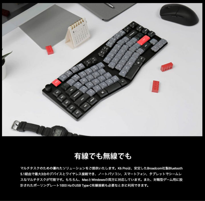 Keychron K15 Pro QMK/VIA Mac英語配列 Aliceレイアウト 有線 / Bluetooth 5.1 ワイヤレス 両対応 テンキーレス ホットスワップ Gateron Low Profile 2.0 89キー RGBライト メカニカルキーボード