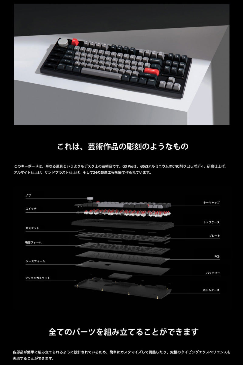 Keychron Q3 Pro 特別版 QMK/VIA 有線 / Bluetooth 5.1 ワイヤレス 両