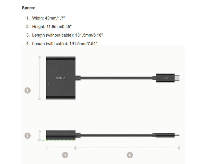 BELKIN USB-C to VGA + USB-C 60W PD対応 変換アダプタ