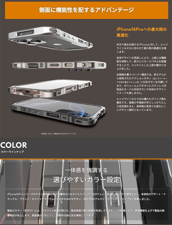 alumania iPhone 16 Pro / 16 Pro Max EDGE LINE アルミフルビレットバンパー アイフォン