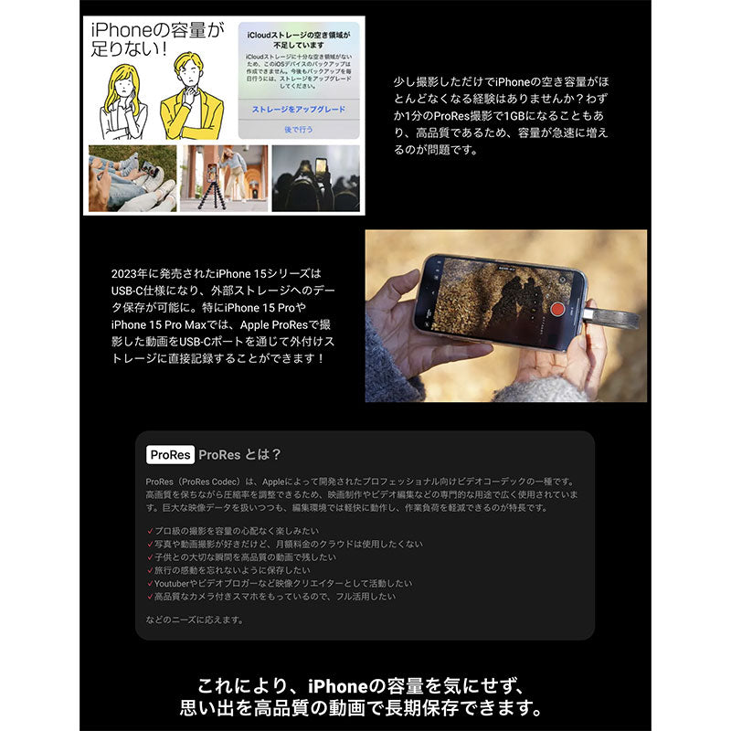 HACRAY MagDrive MagSafe対応 ポータブルSSD iPhone 16 / 15シリーズ対応