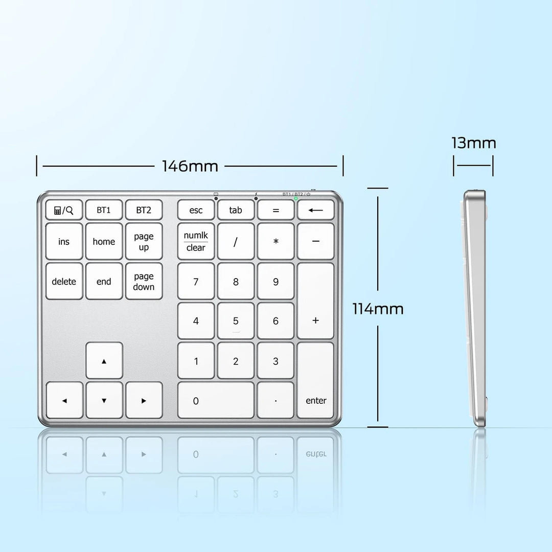 iClever Bluetooth 5.1 ワイヤレス テンキー IC-KP10 シルバーホワイト テンキー 片手デバイス Mac /Windows/iOS/Android 対応