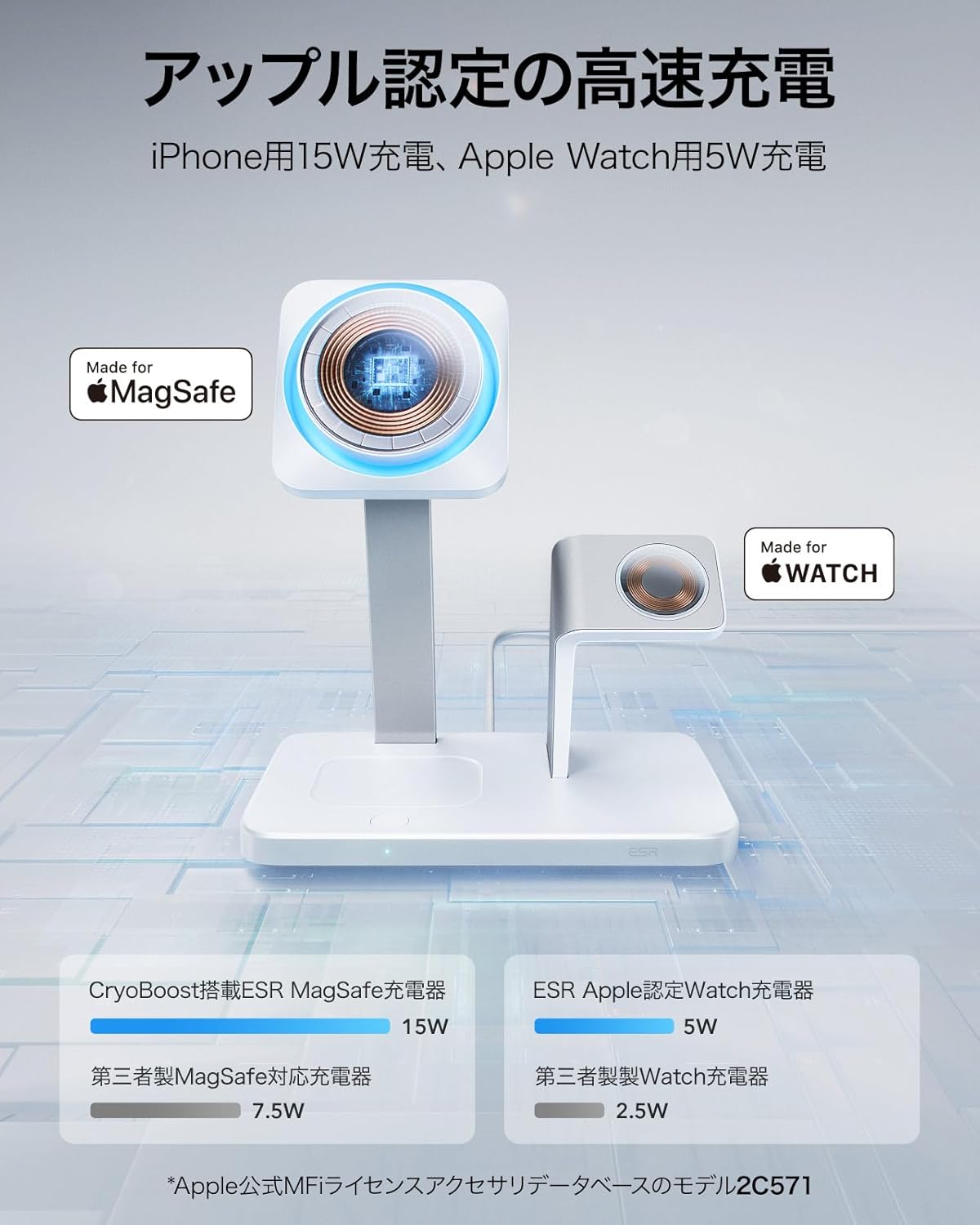 ESR 最大25W 3-in-1 Wireless Charger with MagSafe + CryoBoost 冷却ファン付き¶最大25W出力 ワイヤレス充電器 iPhone Apple Watch AirPods対応 ESR680 ESR 最大25W 3-in-1 Wireless Charger with MagSafe + CryoBoost 冷却ファン付き¶最大25W出力 ワイヤレス充電器 iPhone Apple Watch AirPods対応 ESR680