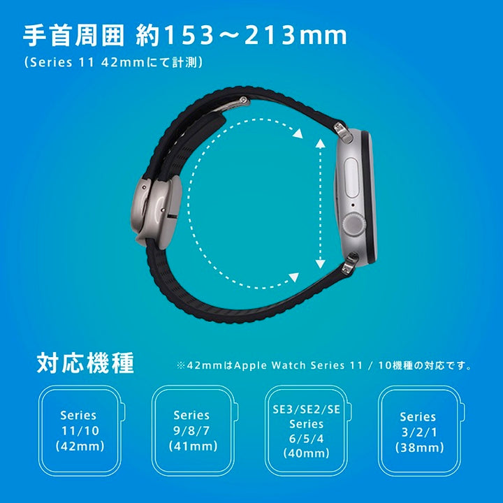 TRINITY Apple Watch マグネットバックル付きシリコンバンド ブロックパターン
