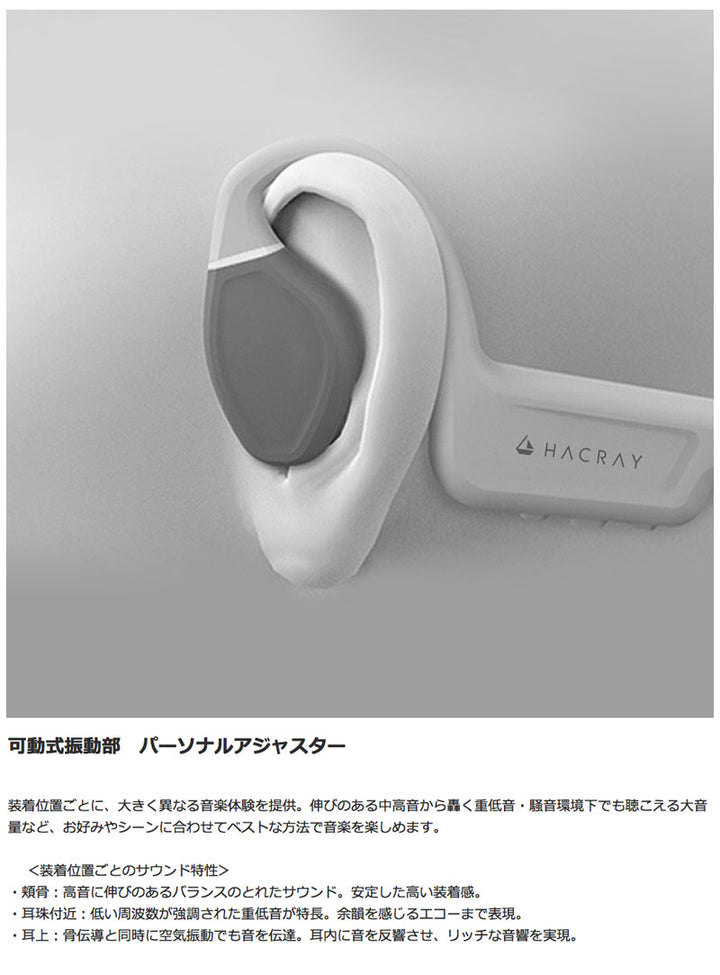 HACRAY Orca Bluetooth 5.3 ワイヤレス骨伝導イヤホン IPX5