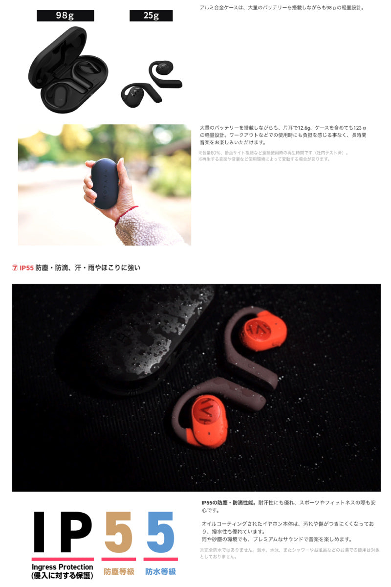 HAYLOU Purfree Buds OW01 Bluetooth 5.2 完全ワイヤレス オープンイヤーイヤホン IP55 防塵防水