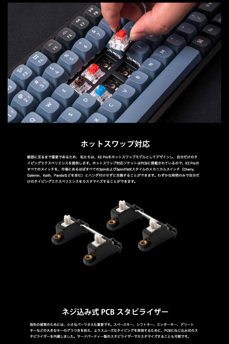 Keychron K2 Pro ワイヤレス対応 テンキーレスメカニカルキーボード